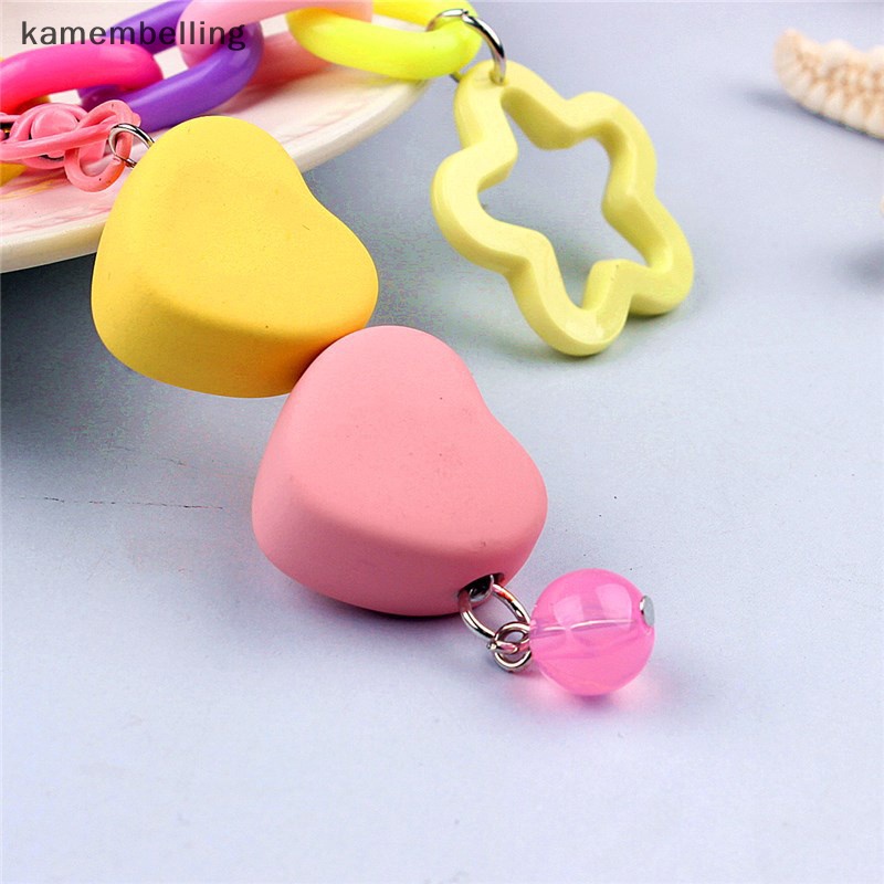 Kamembelling Móc Khóa Hình Trái Tim / Ngôi Sao Mặt Nhám Nhiều Màu Phong Cách Hàn Quốc Cho Nữ
