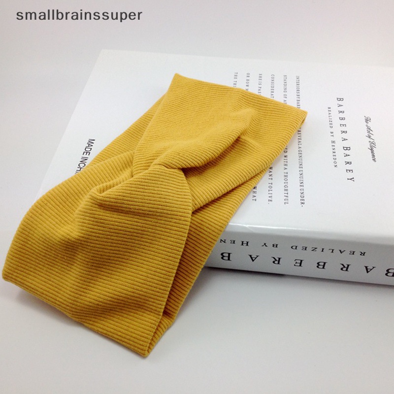 Smallbrainssuper Băng Đô Cotton Mềm Co Giãn Thắt Nút Màu Trơn Dùng Rửa Mặt Trang Điểm Cho Bé Gái SBS