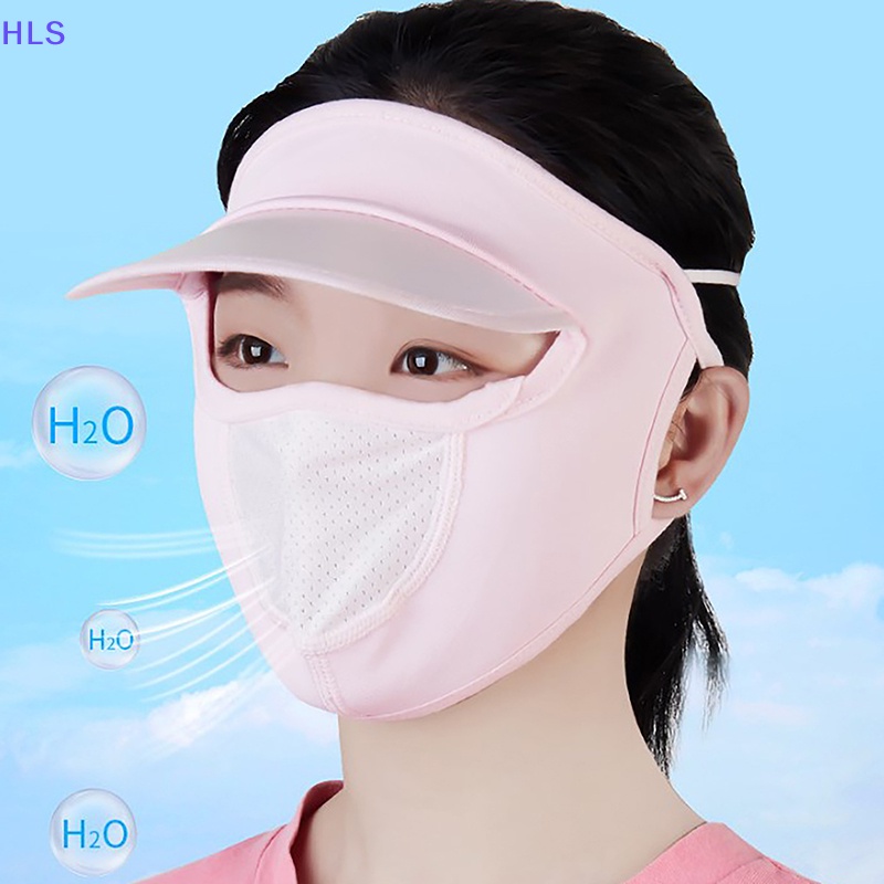 Mũ Chống Nắng Kèm Tấm Che Mặt Chống Tia UV Bằng Vải Lụa Mát Thời Trang Mùa Hè