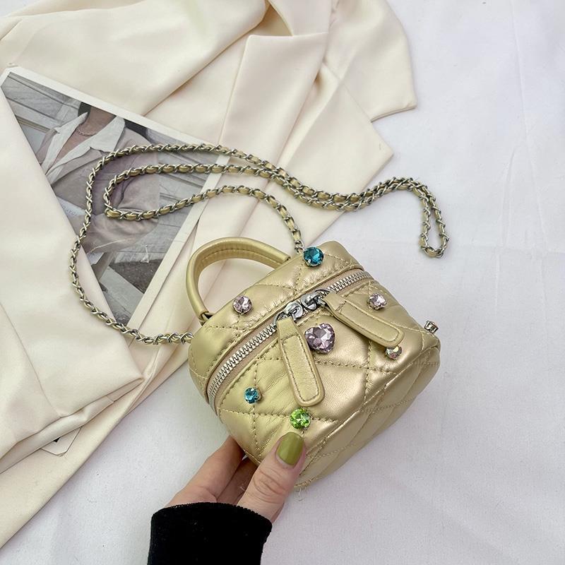 Túi Đeo Chéo Hình Vuông Đính Kim Cương Nhiều Màu Thời Trang 2023 Cho Nữ
