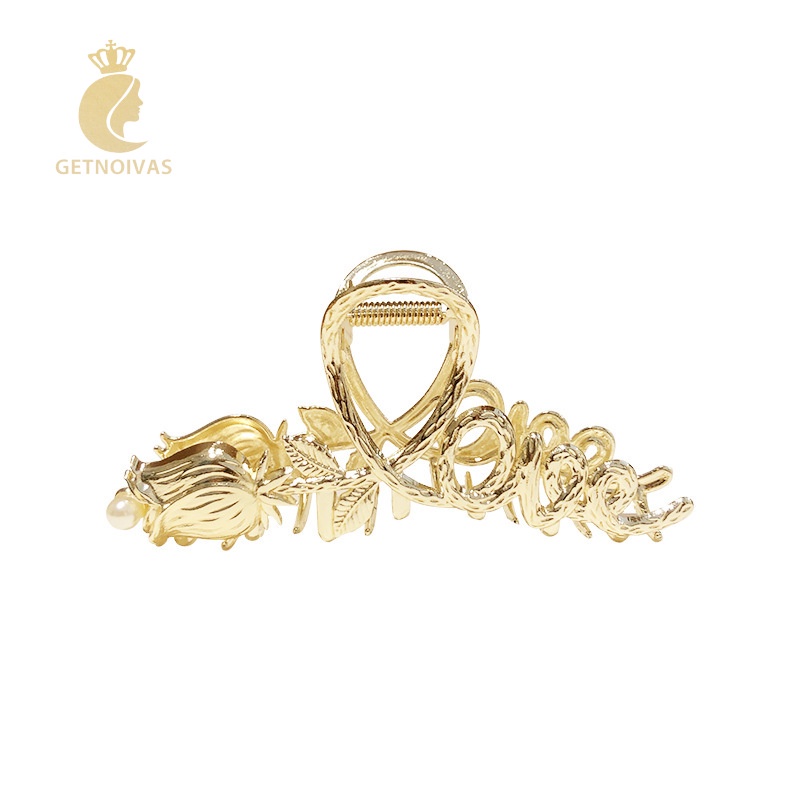 GETNOIVAS Kẹp Tóc Hình Hoa tulip Đính Ngọc Trai Giả Bằng Kim Loại Thời Trang Hàn Quốc Cho Nữ