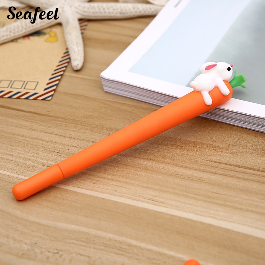 Bút Mực Gel Đen Ngòi 0.5mm Hình Thỏ Cà Rốt Dễ Thương