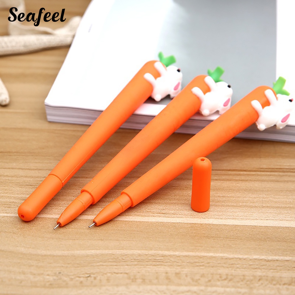 Bút Mực Gel Đen Ngòi 0.5mm Hình Thỏ Cà Rốt Dễ Thương