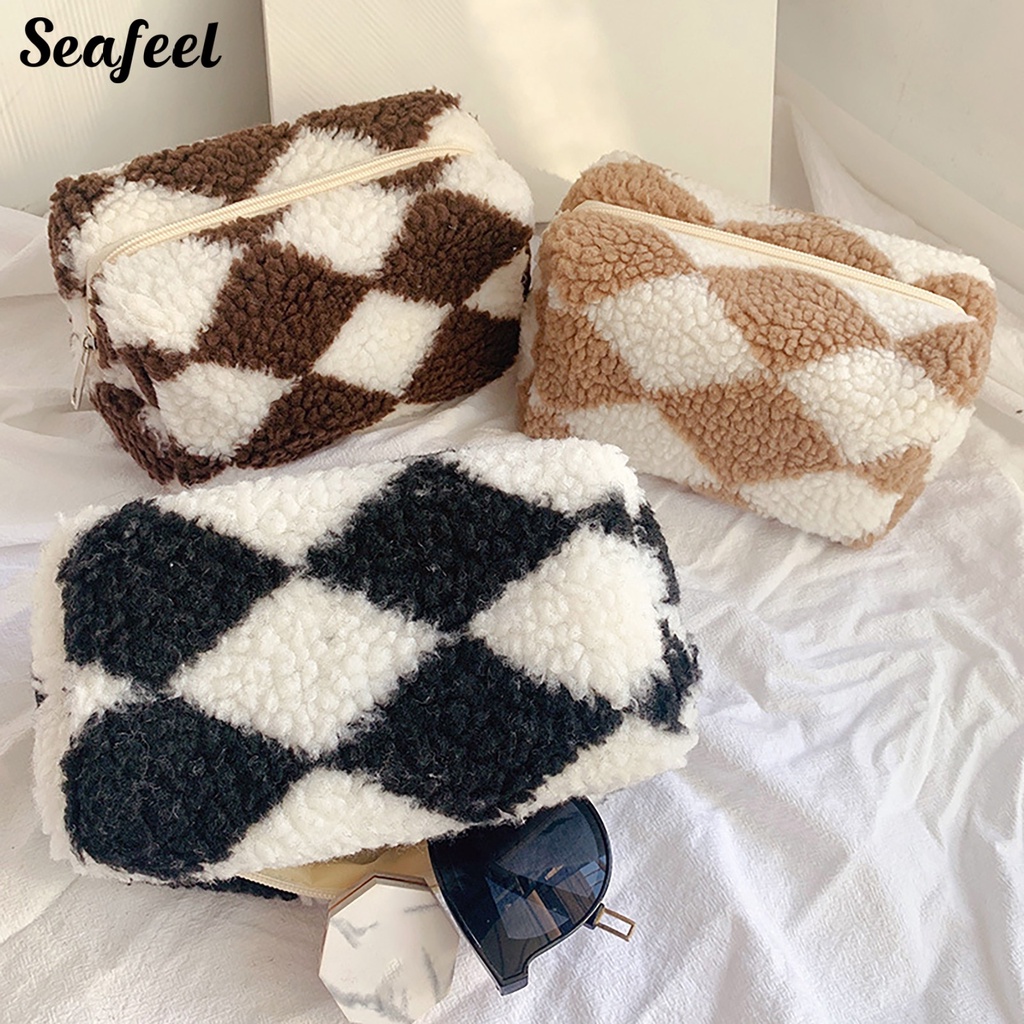 Túi Đựng Đồ Trang Điểm Sức Chứa Lớn Bằng Vải Lông Mềm Mại Cho Nữ