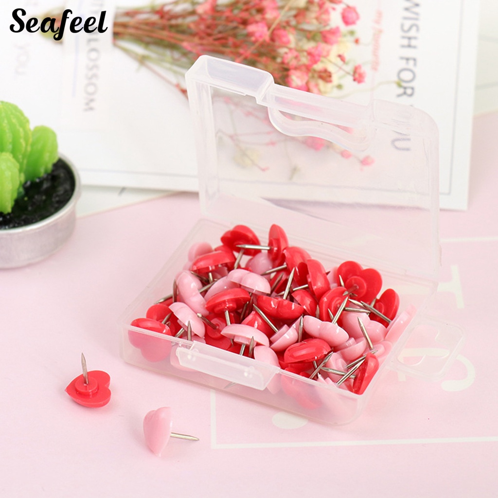 Set 50 Ghim Ghim Cài Ảnh Hai Màu Sắc Hình Trái Tim Chắc Chắn