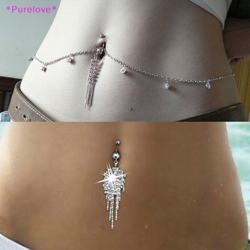 Khuyên Rốn 14G Đính Đá Pha Lê Tua Rua Thời Trang Mới