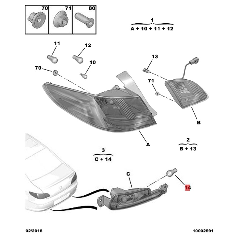 1 Cặp Đèn Sương Mù Gắn Cản Sau Xe Hơi 9802345580 9802345680 Đèn Phản Quang Gắn Đuôi Xe Ô Tô Peugeot 408 2010-2014