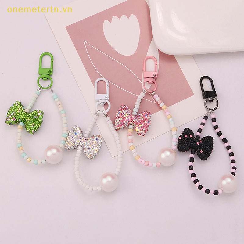 Onemetertn Móc Khóa Trang Trí Ba Lô / Túi Xách Đính Hạt Kim Cương Nơ Hoa Dễ Thương Dành Cho Bạn Nữ VN