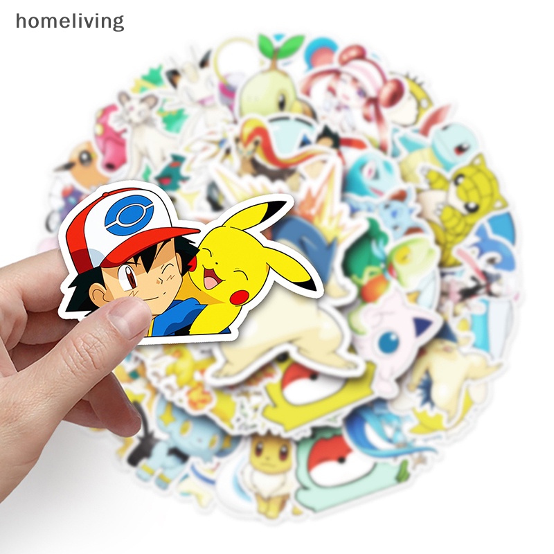 Bộ 50 Miếng Dán Họa Tiết Hoạt Hình Pokemon DIY Trang Trí Vali / Laptop / Va Li Cho Bé