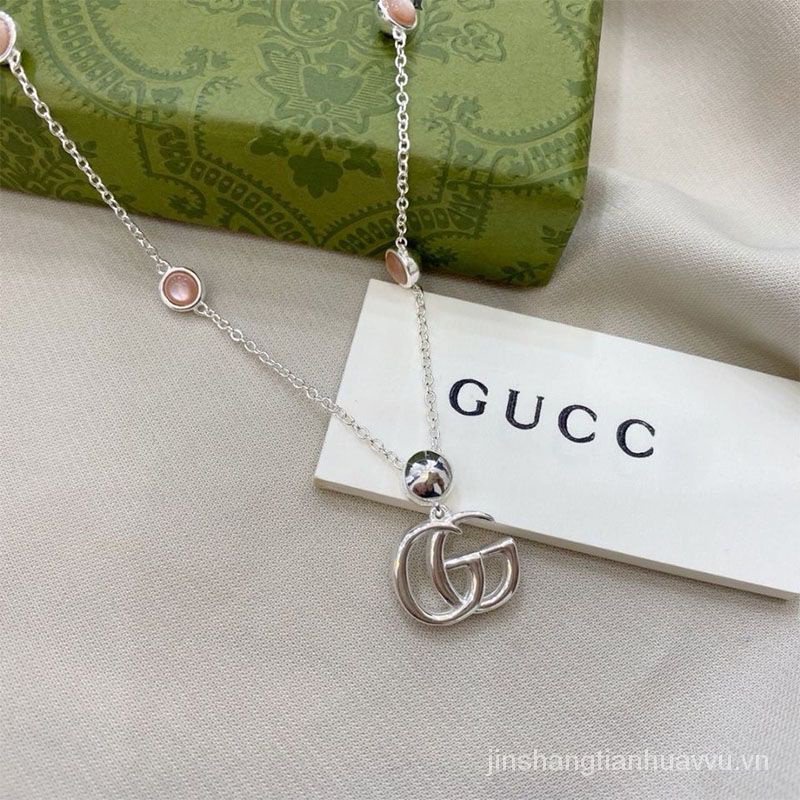 Dây Chuyền Bạc 925 Hai G Mặt Hình Hoa Cúc Vỏ Sò Màu Xanh Lá / Hồng Thời Trang Dễ Phối Đồ Cho Nữ