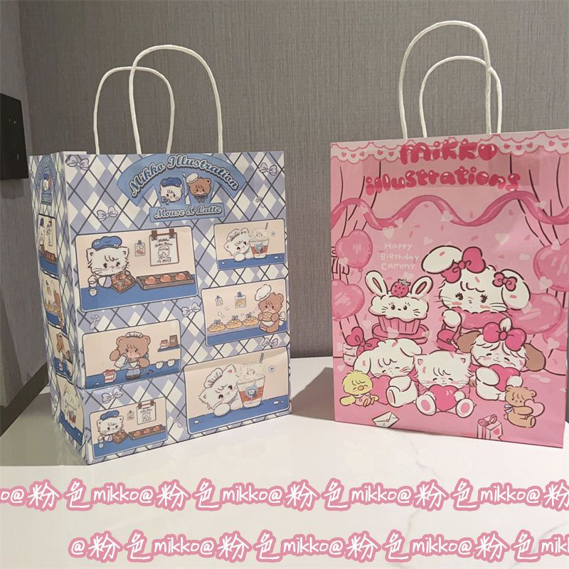 Túi Giấy Đựng Quà Sinh Nhật In Hình Mèo Dễ Thương Cho Bé Gái