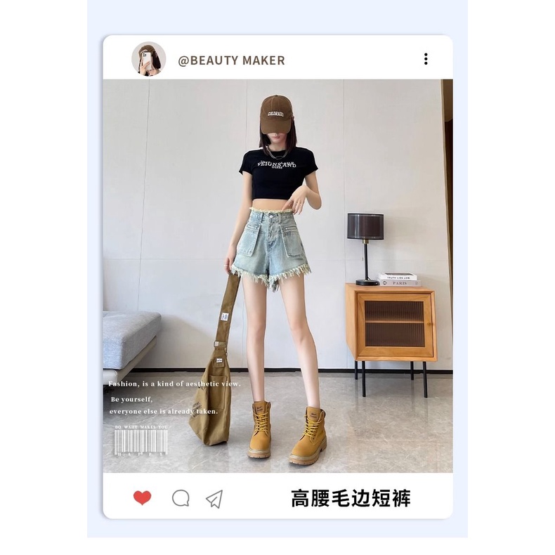 Quần Short Denim Chữ a Lưng Cao Phong Cách Mới Cho Nữ