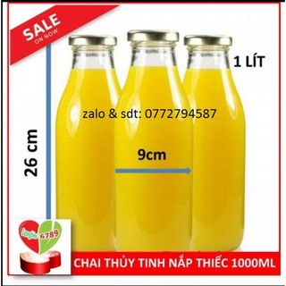 Chai thủy tinh đựng sữa, mật ong 1000ml