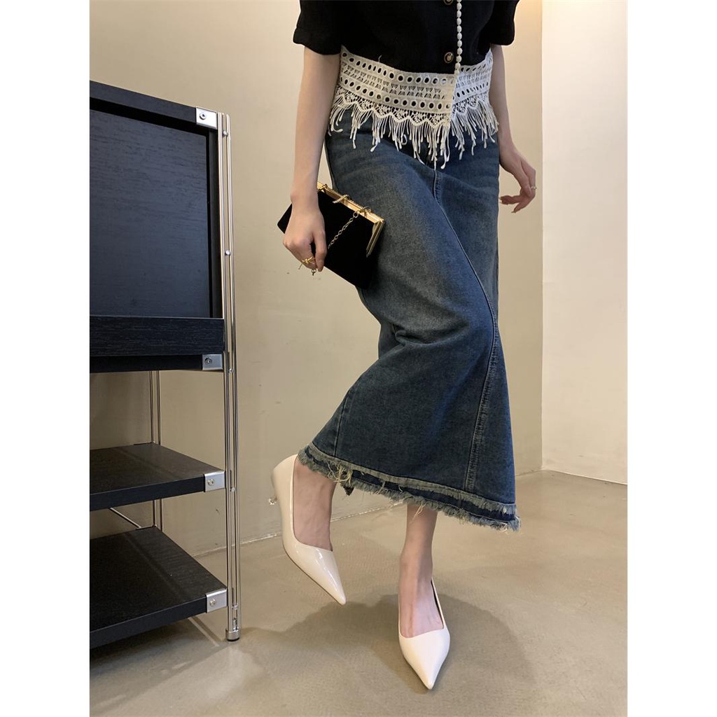 Giày Cao Gót Mũi Nhọn Bằng Da Bóng Màu Trơn Phong Cách Pháp Thời Trang Mùa Hè 2023 Dành Cho Bạn Nữ