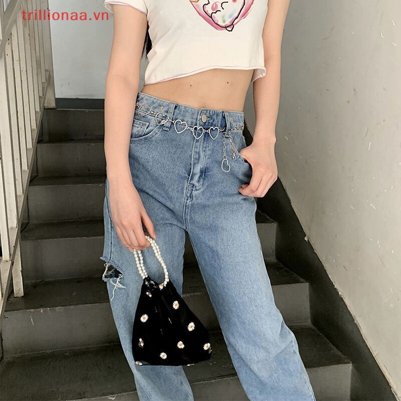 Thắt Lưng Dây Xích 100cm Họa Tiết Trái Tim Rỗng Phong Cách Hip Hop Thời Trang Cho Nữ