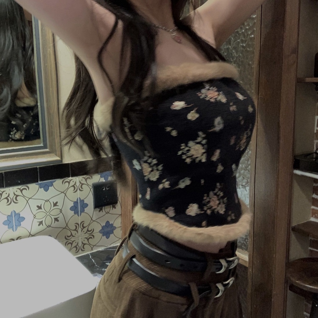 Áo Ống Lông Xù Dày Dặn Thiết Kế Cổ Điển Hợp Thời Trang Cho Nữ