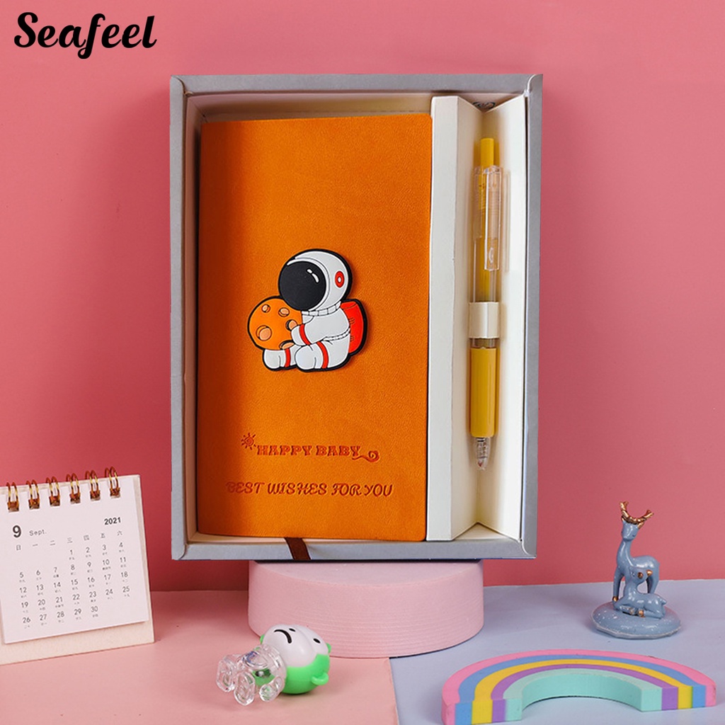 1 Bộ Sổ Tay 96 Trang 192 Trang Bìa Da Dày Dặn Họa Tiết Hoạt Hình Dễ Thương Kèm Bút Dành Cho Học Sinh