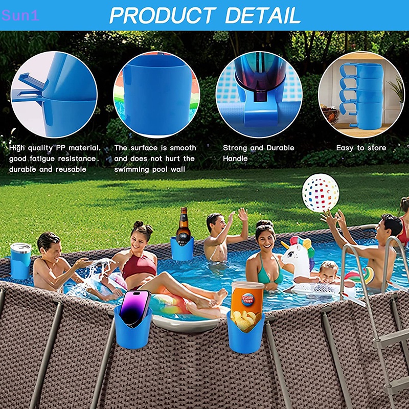 Set 4 Hộp Nhựa Đựng Đồ Uống Có Móc Treo Tiện Dụng Cho Bể bơi