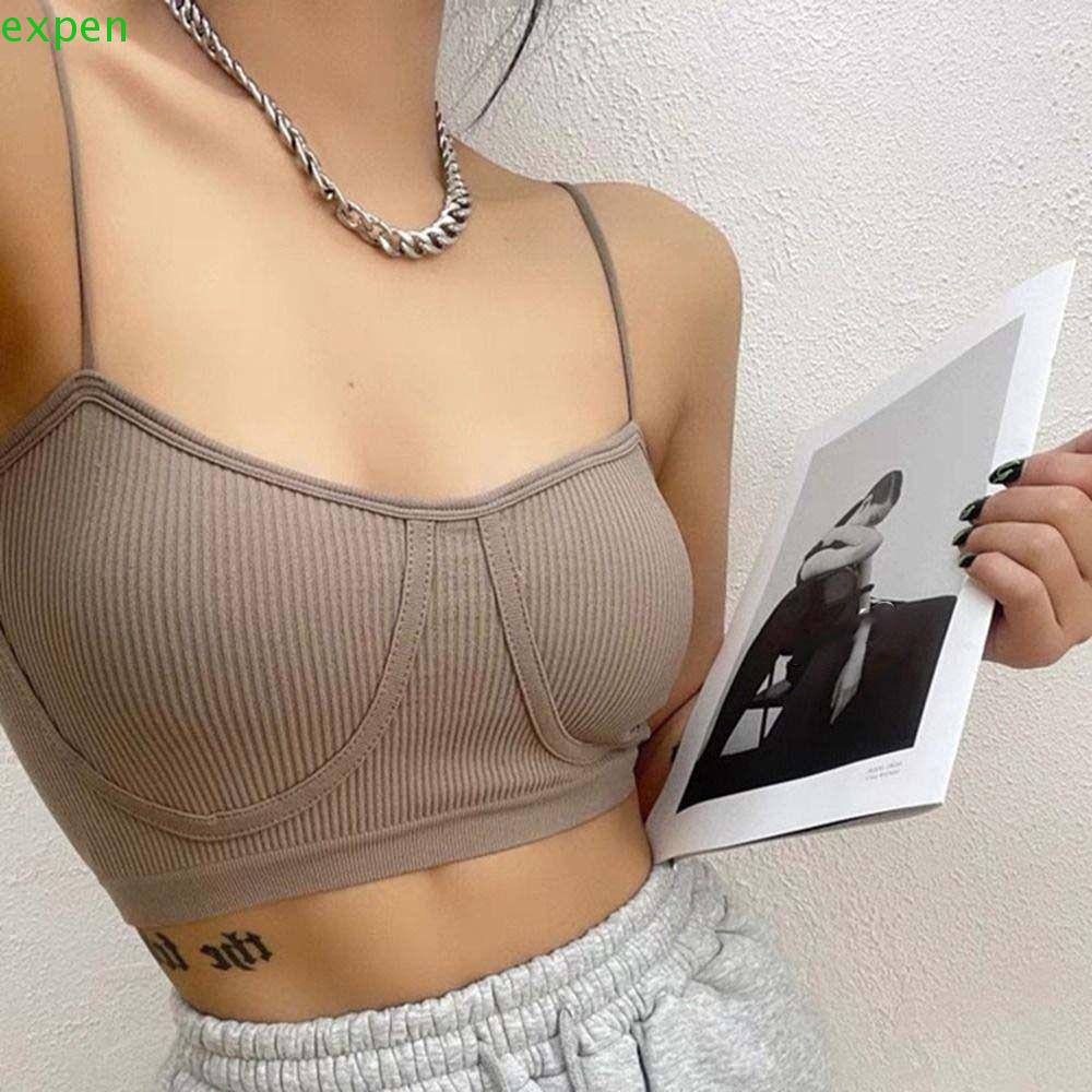 EXPEN Áo Ngực Dạng Ống Hở Lưng Có Đệm Ngực Không Gọng Thép Phong Cách Hàn Quốc Cho Nữ