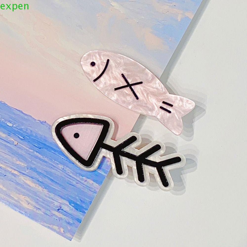 Kẹp Tóc Mái Hình Xương Cá Màu Hồng Y2K Độc Đáo Thời Trang