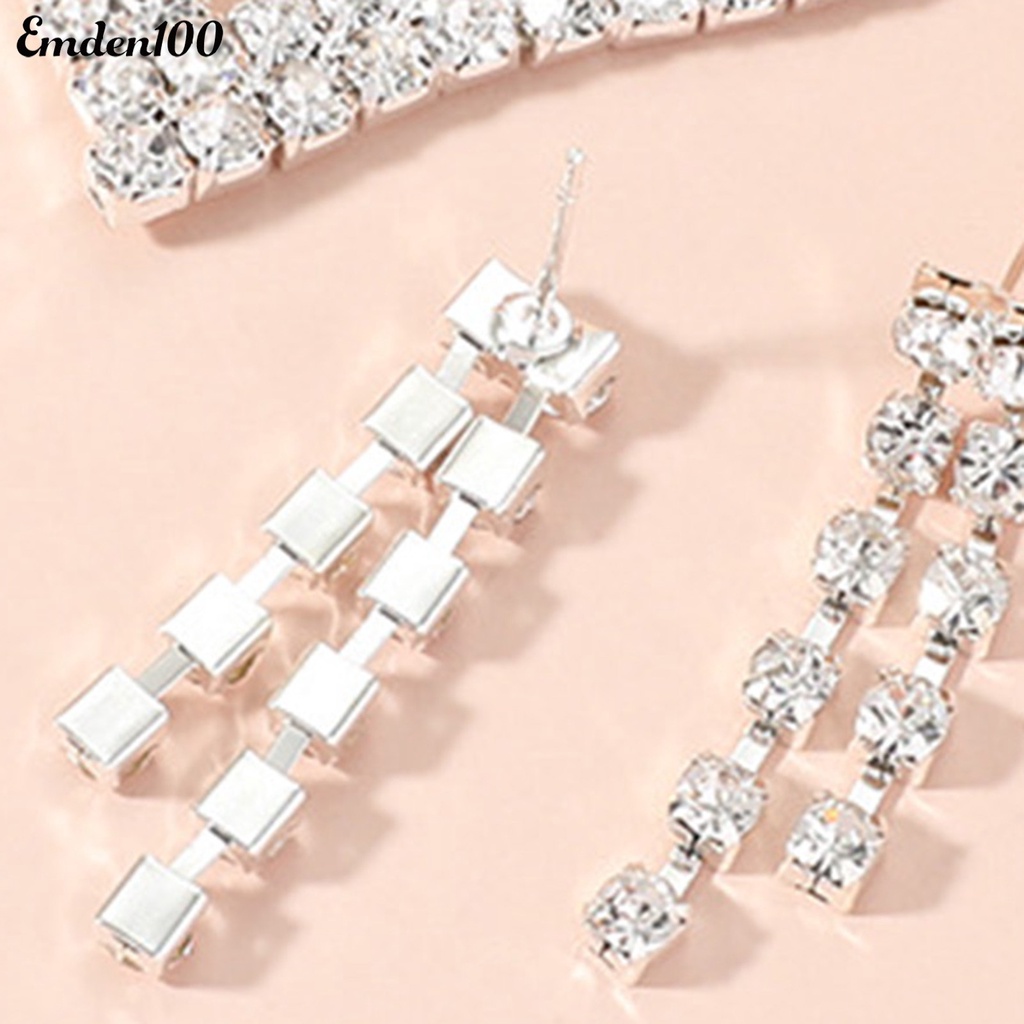 1 Bộ Vòng cổ Và Bông Tai Tua Rua Đính Đá Thời Trang Nữ Tính