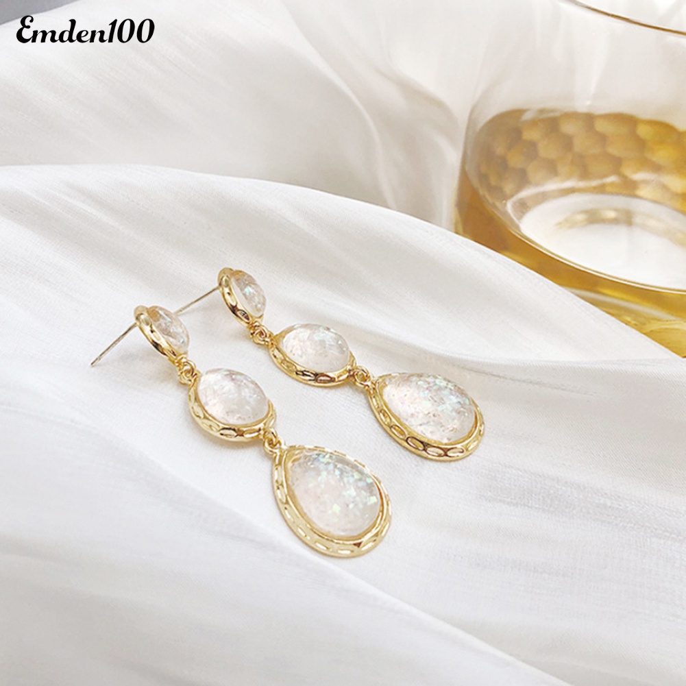 Đôi Bông Tai Dáng Dài Đính Đá Hình Giọt Nước Thời Trang Cho Nữ