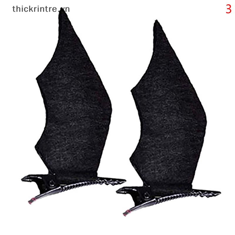 1 Cặp Kẹp Tóc Hóa Trang Halloween Hình Đôi Cánh Ác Quỷ Màu Đen