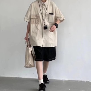 Áo Sơ Mi Tay Ngắn Dáng Suông Dễ Phối Đồ Thời Trang Hè Phong Cách Retro Cho Nam