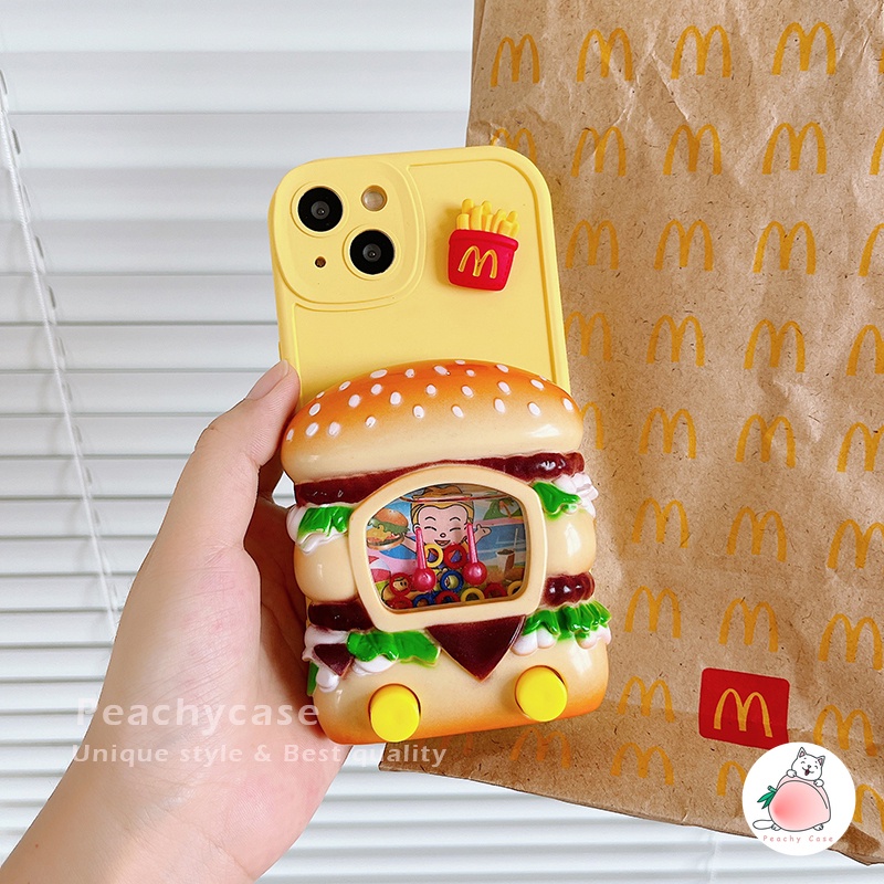 Ốp Điện Thoại TPU Dẻo Họa Tiết Bánh Hamburger 3D Vui Nhộn Cho iPhone 14 13 12 11 Pro Max Xr Xs Xsmax