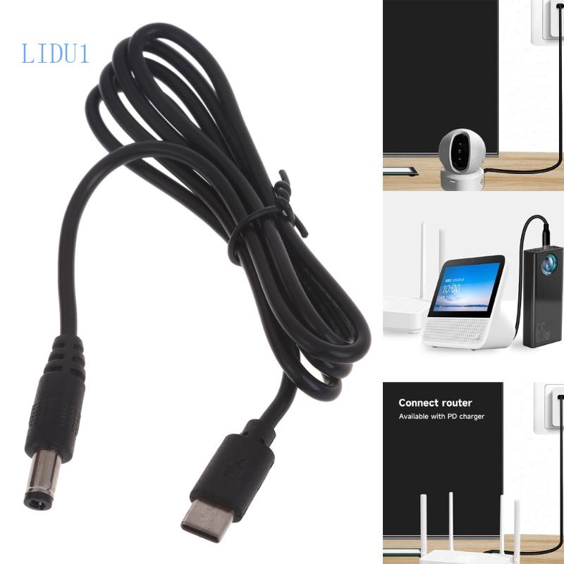 Dây Cáp Sạc Chuyển Đổi LIDU1 1m Type-C USB C Sang DC5521 5 5X2 1mm 9V 12V 15V 20V