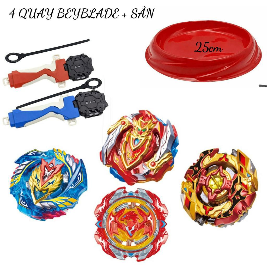 Bộ 4 Con quay BeyBlade + 2 Tay cầm - Con quay vòng xoay thần tốc