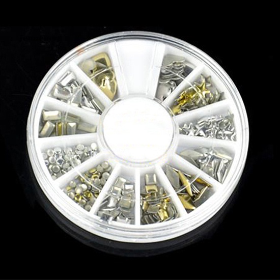 Set 120 Phụ Kiện Trang Trí Móng Tay Nghệ Thuật Bằng Kim Loại Màu Vàng / Bạc Dành Cho Nữ