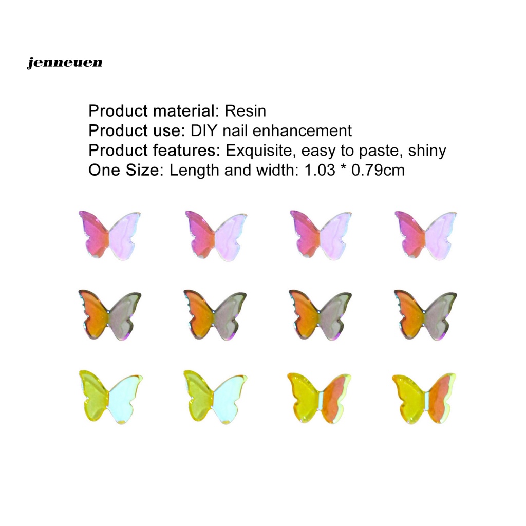 Set 24 Phụ Kiện Trang Trí Móng Tay Nghệ Thuật Hình Bướm Bằng Nhựa Resin Dễ Thương
