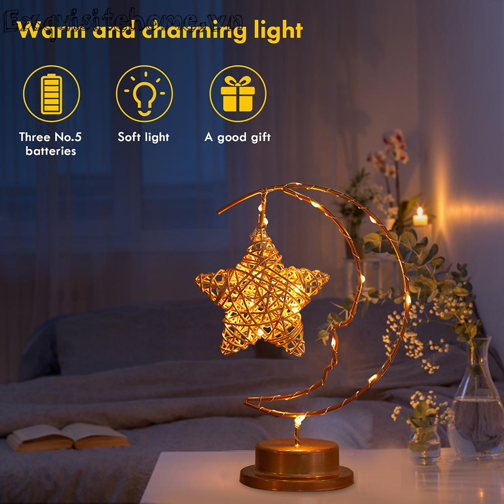 Đèn Ngủ Hình Trăng Sao Nghệ Thuật Dùng Pin