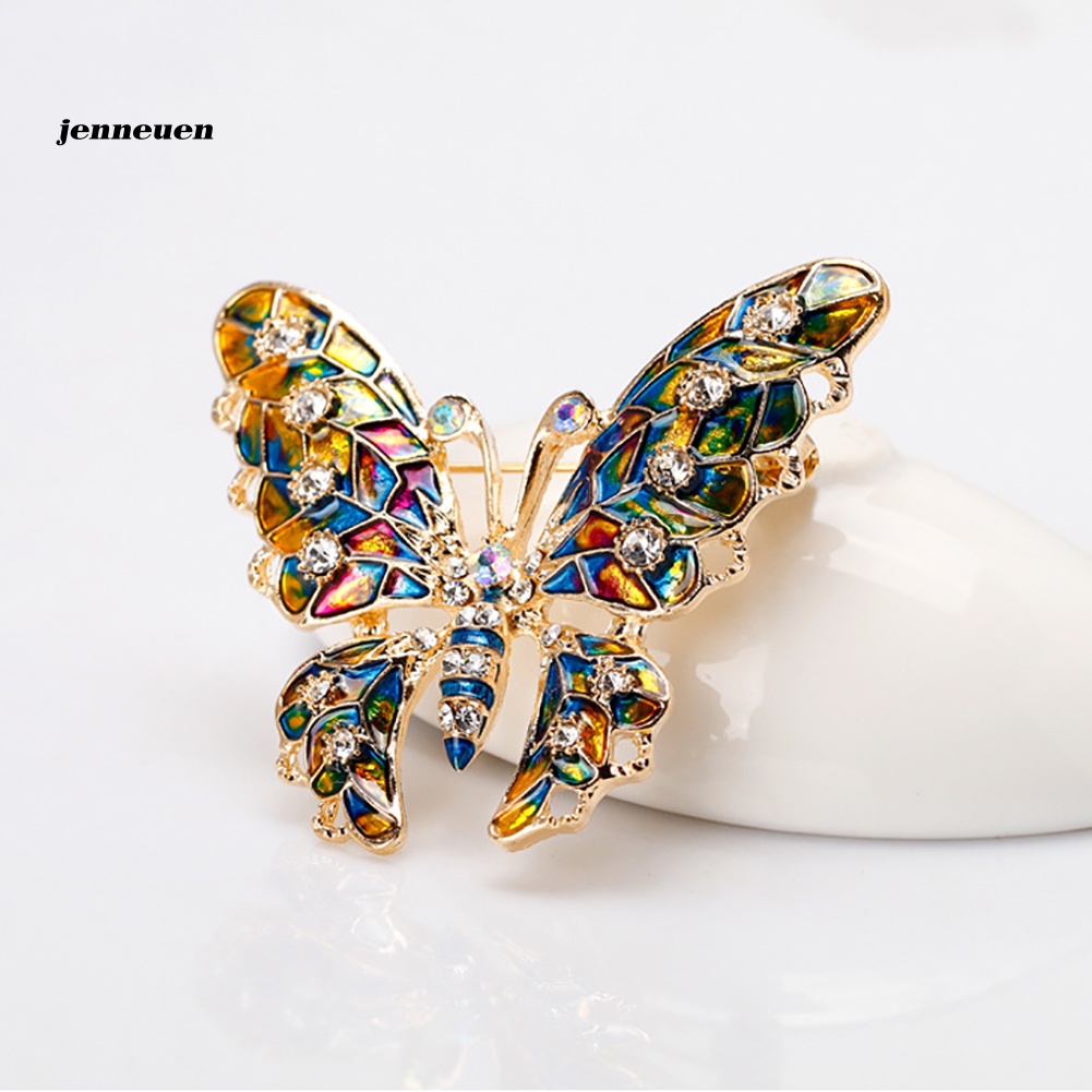 Trâm Cài Áo Hình Bướm Bằng Kim Loại Đính Đá Nhiều Màu Sắc Thời Trang Dành Cho Nữ