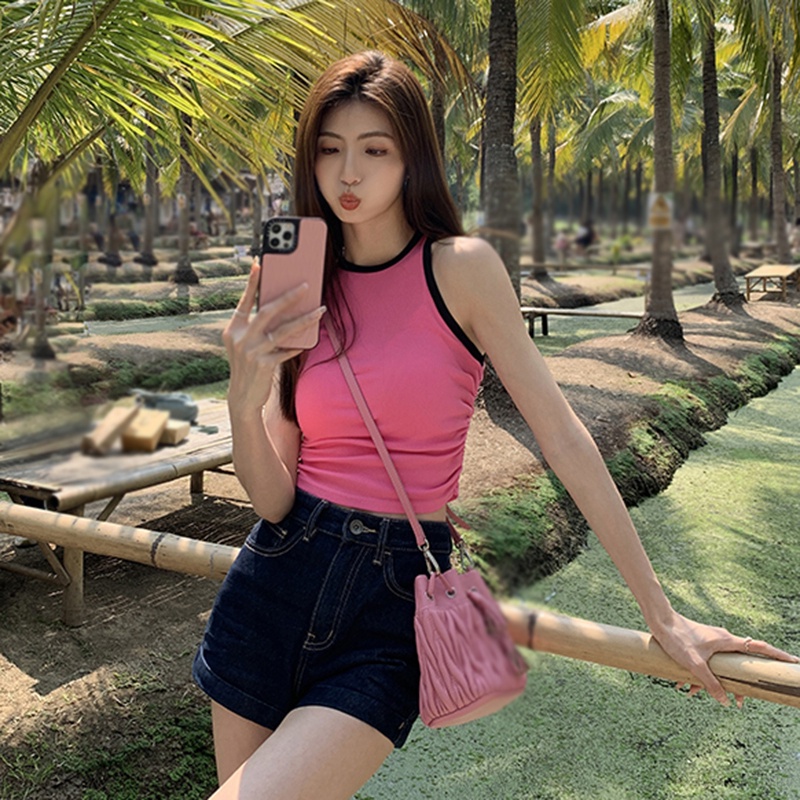 Áo Croptop Hai Dây Dáng Ôm Phong Cách Hàn Quốc Thời Trang Mùa Hè Cho Nữ