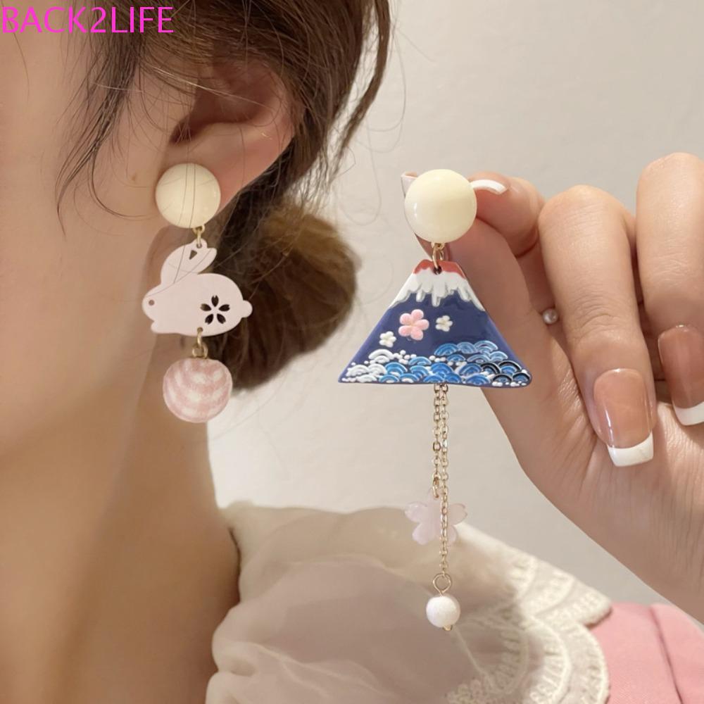 Bông Tai Dáng Dài Hình Thỏ / Hoa / Đám Mây / Mặt Trăng Xinh Xắn Thời Trang Cho Nữ