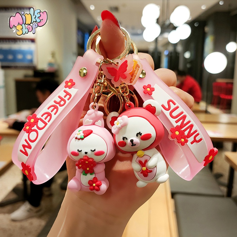 Móc khoá Thú hồng Cute móc chìa khoá Hàn Quốc dễ thương phụ kiện túi xách balo oto cặp xách -Minkey