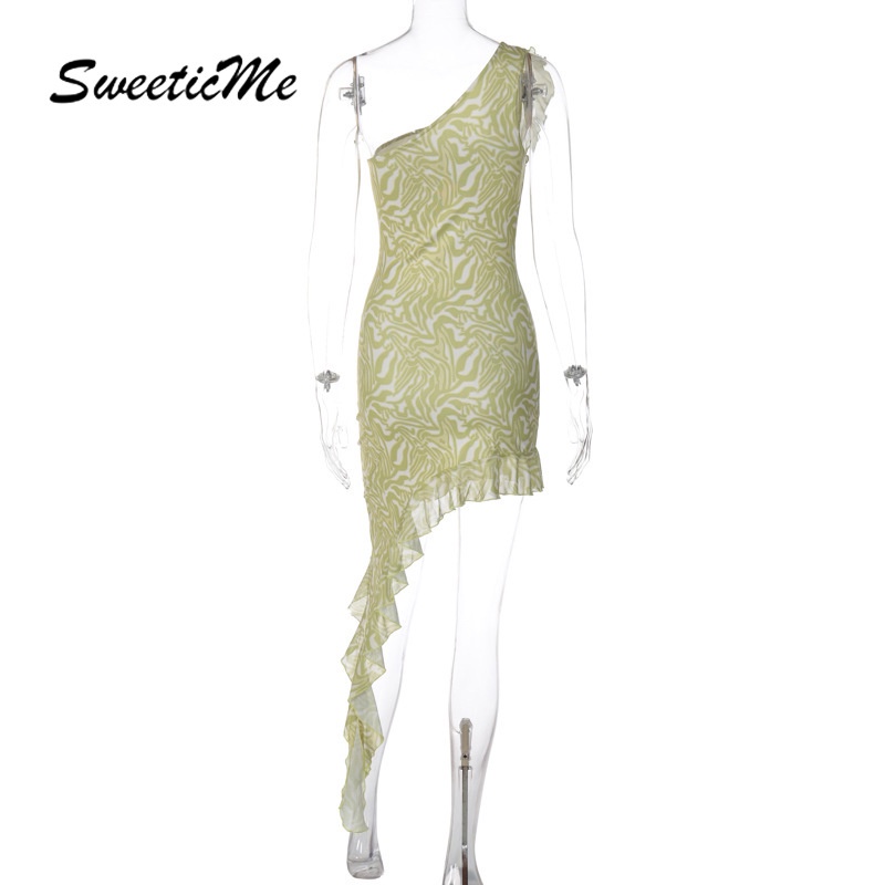 Đầm Ngắn Ôm Eo Không Đối Xứng Thời Trang Mới 2023 Dành Cho Nữ