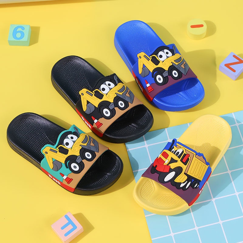 Dép Đi Trong Nhà Chống Trượt Họa Tiết Phương Tiện Giao Thông Cho Bé Trai