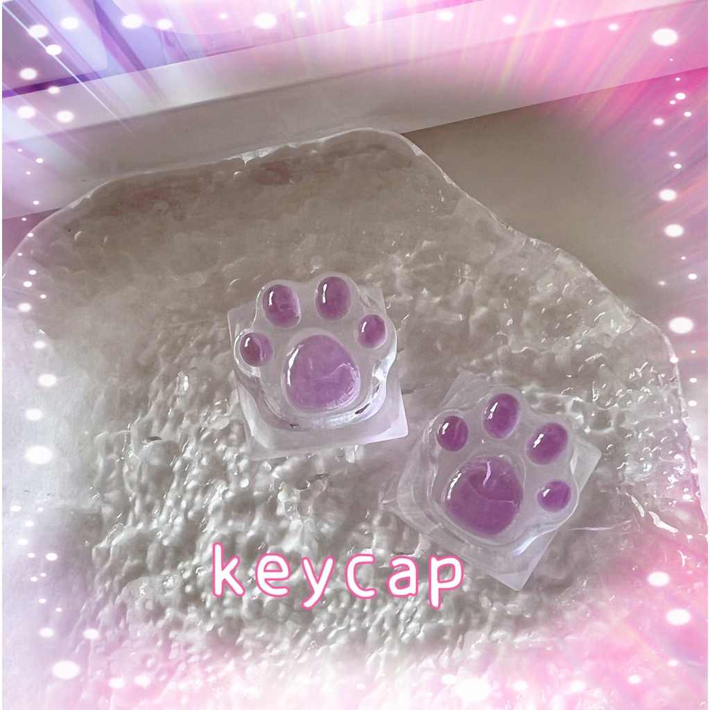 Nút Bàn Phím Cơ 7FHA Bằng Resin Trong Suốt Hình Dấu Chân Mèo