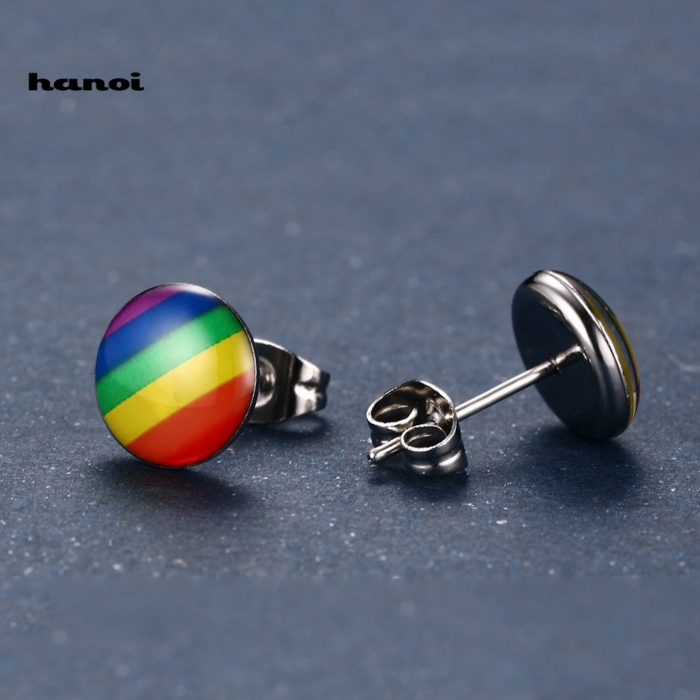 Khuyên Tai Tròn Màu Sắc Cầu Vồng Thời Trang Cá Tính Dành Cho Nữ