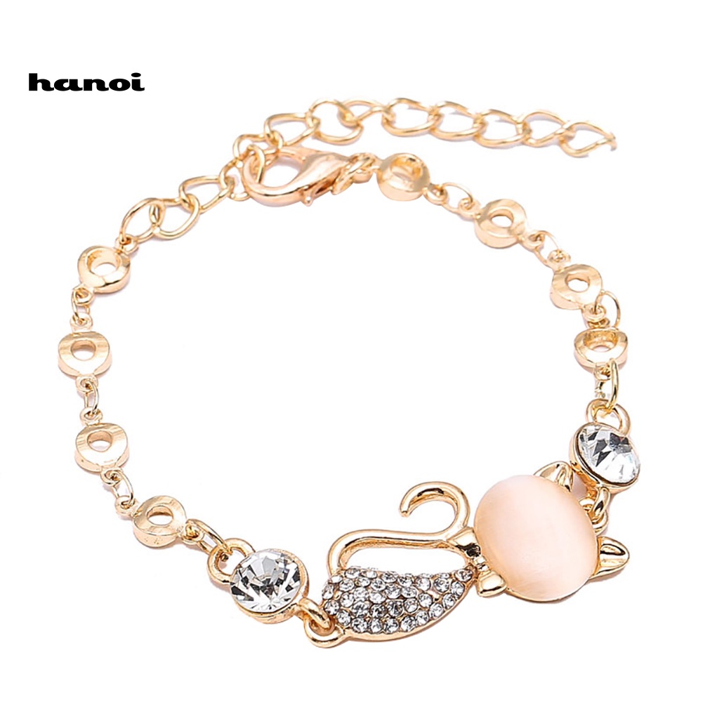 Vòng Đeo Tay HìNh MèO ĐíNh Kim Cương Giả ThờI Trang Cho Nữ