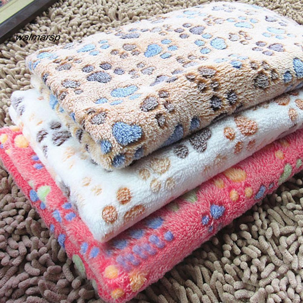 Chăn Nhung San Hô Mềm Ấm Áp In Họa Tiết Dấu Chân Chó Mèo Dễ Thương Dùng Làm Quà Tặng Cho Cún Cưng