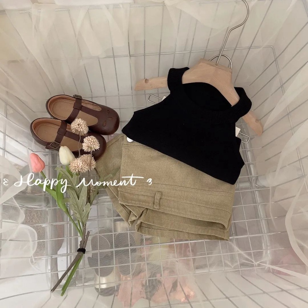 Set Áo Thun Ngắn Tay + Chân Váy Yếm Denim Phong Cách Hàn Quốc Thời Trang Mùa Hè Cho Bé Gái