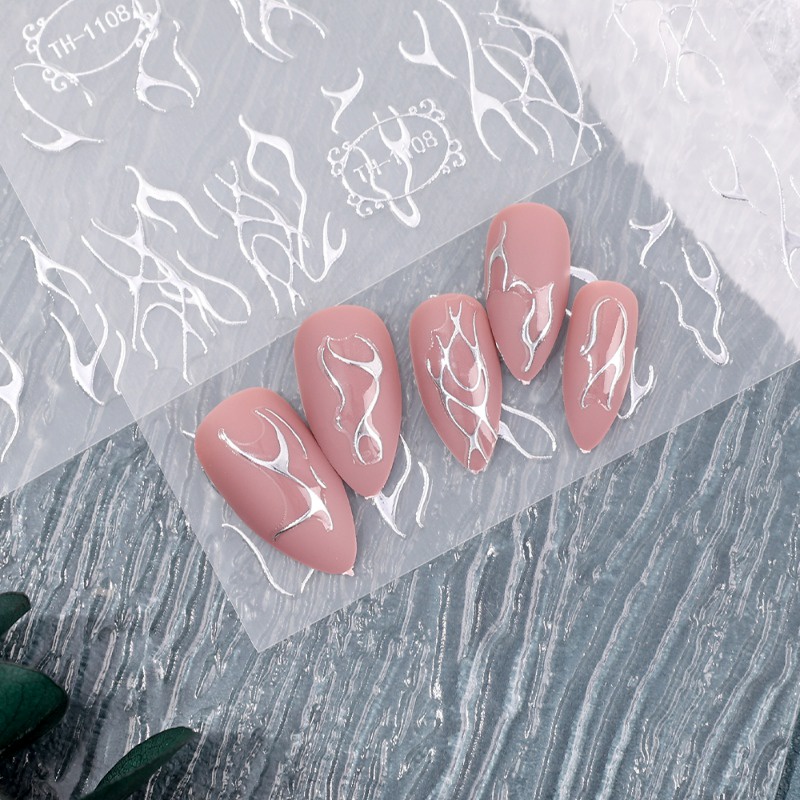 Nhãn Dán Trang Trí Móng Tay Tự Dính Họa Tiết Mặt Trăng Ngôi Sao Trái Tim Dập Nổi 3D Sáng Tạo