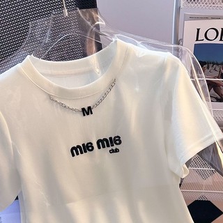 Thư nữ t-shirt chain irregular solid color t-shirt