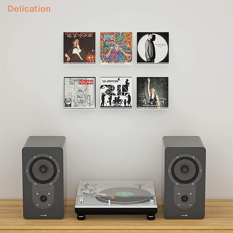 6 cái kệ ghi âm acrylic trong suốt đứng treo tường giá đỡ ghi âm vinyl album hiển thị giá lưu trữ