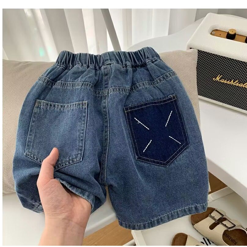 Quần Short Denim Dáng Suông Năng Động Thời Trang Phong Cách Hàn Quốc Cho Bé Trai