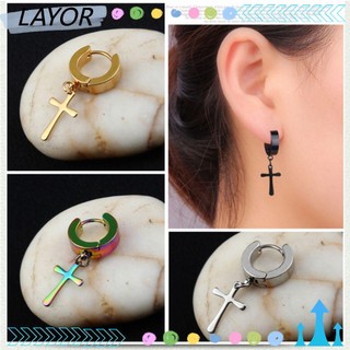 1 Bông Tai Xỏ Hình Thánh Giá Bằng Thép Không Gỉ Phong Cách Gothic Cho Nam Và Nữ